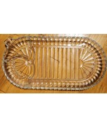 Vintage Anchor Hocking Snack Sip Smoke Oval Ribbed Glass Plate Tray Set ... - $25.54 CAD