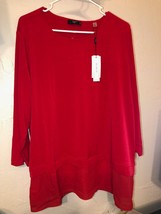 NWT Tahari T Womens Plus SZ 2XL Red Pullover Long Sleeve Top Retails $58 - £11.67 GBP