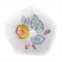 Vintage Mikasa Walther Crystal Floral Flower Pastel Blue Pink Calypso Bowl 8&quot; - £19.44 GBP