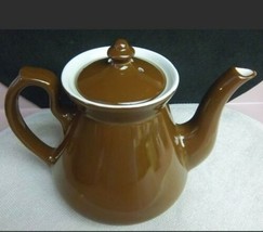 Vintage Hall Brown White Tea Pot With Lid 3 Cup Serving Individual Hot W... - $23.75