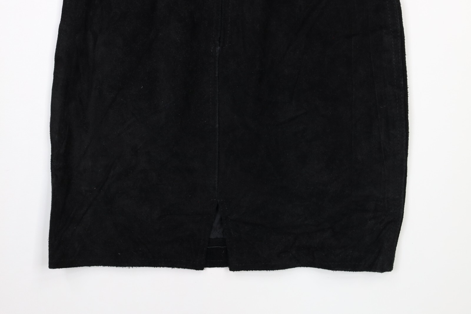 Vintage 90s United Color of Benetton Womens 40 Suede Leather Pencil Skirt Black Item image 3