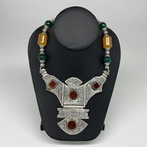 Turkmen Necklace Antique Afghan Tribal Red Carnelian V-Neck, ATS Necklace T67N - £23.59 GBP