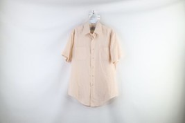 Vintage 60s 70s Streetwear Mens 15.5 Sheer Collared Mechanic Button Shirt Pink - £39.65 GBP