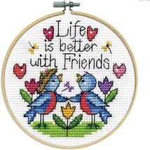 Artisan Quality Friends Counted Cross Stitch Kit - Cotton Cloth &amp; Floss ... - $17.77