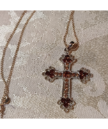 Gorgeous Rhinestone Cross Necklace On Silvertone Chain  16&quot; - $16.24 CAD