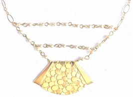David Aubrey Monica 16 &quot; Placcata Oro Acque Dolci Perle Goffrato Ciondolo - £17.04 GBP