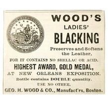 Woods Leather Polish 1885 Advertisement Victorian New Orleans Expo ADBN1A15 - $19.99