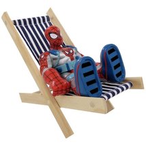 Handmade Toy Folding Beach Chair, Wood with Navy Blue &amp; White Striped Fabric  - £5.54 GBP
