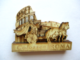 Magnet Rome Italian Colosseum Chariots Layered Wood Unique 3 X 2.5 X .5 In. #6 - £11.36 GBP