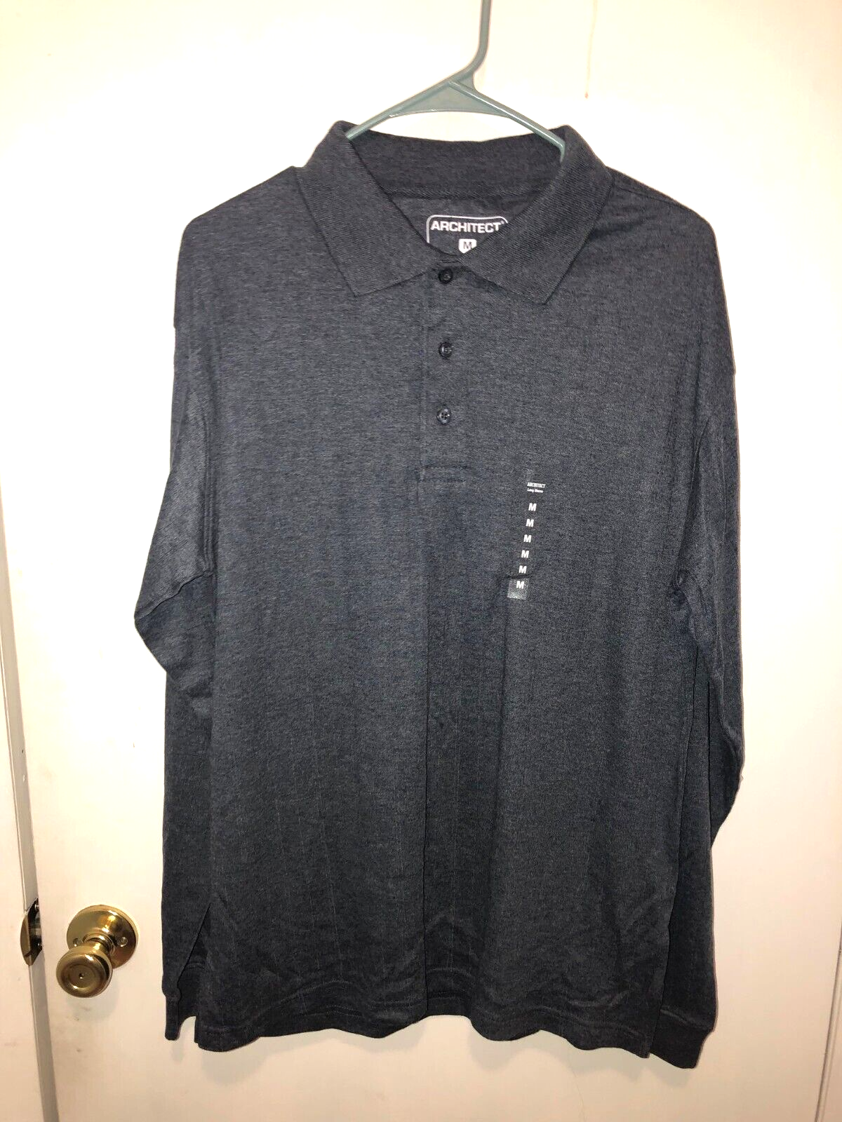 NEW Architect Mens Medium Long Sleeve Polo Shirt Super Soft - $12.86