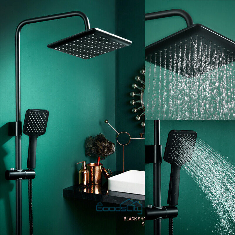 Primary image for 10'' Dual High Pressure Rainfall Shower Head Handheld Combo Luxury Set Blk
