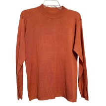 Ryan Harris Women Sweater Orange Large Silk Ribbed Crewneck Long Sleeve ... - $17.71