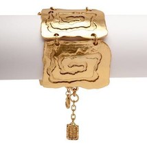 Beautiful Karine Sultan Shiny Oxidized Gold Square Link Statement Bracelet - £51.33 GBP
