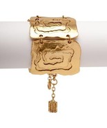 Beautiful Karine Sultan Shiny Oxidized Gold Square Link Statement Bracelet - £51.87 GBP