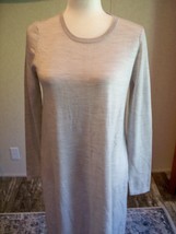 LOFT LADYS T SHIRT DRESS SMALL GRAY WHITE LONG SLEEVE - £17.01 GBP