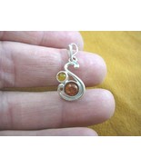 (P18-65) orange yellow AMBER Poland .925 Sterling SILVER swirl PENDANT J... - $29.52 CAD