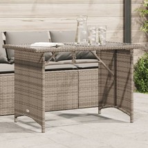 Outdoor Garden Patio Grey Poly Rattan Rectangular Dining Table With Glas... - $118.13