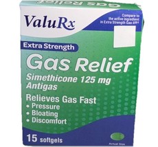 ValuRx Gas Relief-Relieves Gas Fast/Pressure/Bloating/Discomfort-15 Soft... - $7.80
