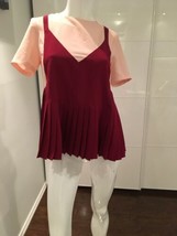 English Factory Pink Red Short Sleeve Scoop Neck Top Size Small EUC - £19.65 GBP
