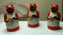 Vintage set of 3 porcelain painted Jemima Thimbles. ca. 1-1/2&quot; tall. - $147.71 MXN