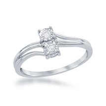 Sterling Silver Two-Stone Diamond Overlapping Ring -  0.08 cttw - £144.73 GBP
