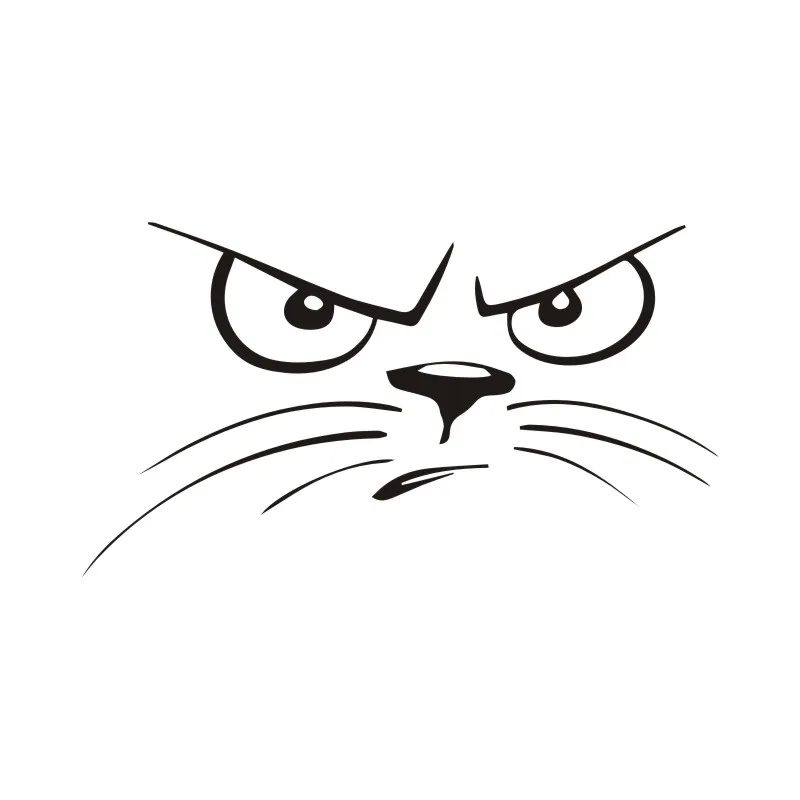 20*11.1CM Not Happy Cat Face  Window Stickers Personalized Car Bumper Decals Cli - £56.64 GBP