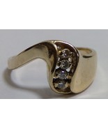14KP Yellow Gold Diamond Ring Ladie's Sz 6.25 Unique Wave Design A-5 Marked Band - £144.32 GBP