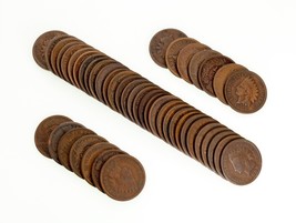 Indian Cent Roll 50 Pieces 1887, 1888, 1894 Good or Better - £158.23 GBP