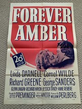 Forever Amber 1953, Drama/Adventure Original Vintage One Sheet Movie Pos... - £39.21 GBP