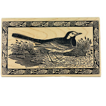 Magenta Canada Bird in Marsh with Border Rubber Stamp Vintage 1990s New - $14.48