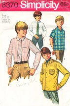 Boys&#39; SHIRT &amp; TIE Vintage 1969 Simplicity Pattern 8370 Size 10 - £9.44 GBP