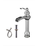 Waterfall Single Hole Single-Handle Vessel Bathroom Faucet in Polished C... - £56.32 GBP