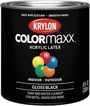 Krylon K05605007 Colormaxx Acrylic Latex Paint Gloss Black 1/2 Pint  SHI... - £8.62 GBP