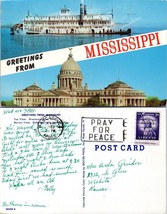 Mississippi River Capitol in Jackson Greetings Posted 1961 Vintage Postcard - $9.40