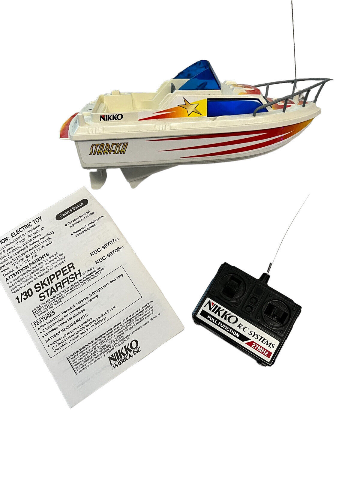 Vintage Nikko Radio Remote Control Boat Skipper Starfish 1/30 Model RDC-99707 - $19.95