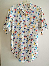 Ladies Shirt Size 12 S/S Geometric Print on White by New Forces - EUC - £10.55 GBP