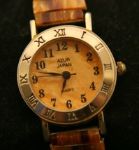 New ladies&#39; girls Azur tortoise motif Japanese quartz wristwatch with flex band - £15.58 GBP