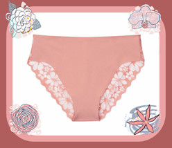 M Rose Clay Coral Full Lace Back Victorias Secret No Show High-leg Cheeky Pantie - £8.78 GBP