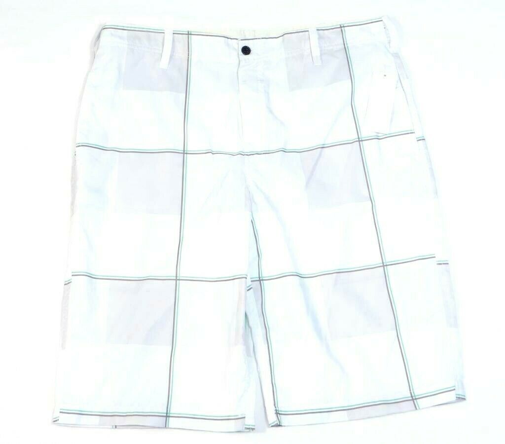 Zoo York White Windowpane Plaid Boardshorts Board Shorts Men&#39;s NWT - $37.49