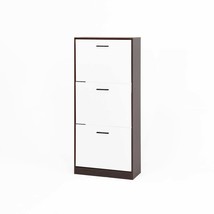 Modern White Walnut Freestanding Shoe Cabinet 3 Flip Drawers - $2,266.04 MXN