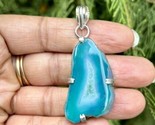925 Sterling Silver Plated, Bottle Green Druzy Geode Agate Stone Pendant, 1 - $12.73