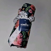 NEW Homritar Navy Blue Pink Orange Flowers Fleece Minky Dot Baby Blanket... - $24.70