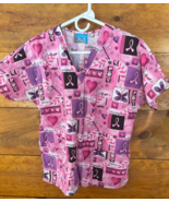 Scrub HQ Breast Cancer Awareness Love Hearts Flowers Ribbons Care XS Scr... - $151.04 MXN