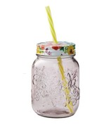 Pioneer Woman ~ Sunny Days ~ 16 oz Mason Jar Drinking Glass ~ Lid &amp; Stra... - $30.75 CAD