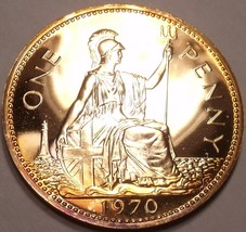 Great Britain Penny, 1970 Proof~Last Year Ever Minted~Free Ship - $18.61