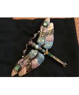 Joan Rivers Rhinestone Mosaic Enamel Dragonfly Brooch/ Pin Large - £61.16 GBP