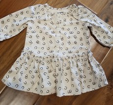 Baby Gap Cow Girl Horseshoe Dress Beige Brown 3-6 Months Cotton Western ... - $10.84