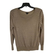 Talbots Womens Sweater Adult Size XL Brown Gold Strips Italian Merino Wool - £22.09 GBP