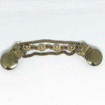Vintage Gold Tone Jeweled Collar Chain Sweater Clip - $24.74