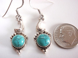 Simulated Turquoise Tribal 925 Sterling Silver Earrings you will receive exact - $19.79